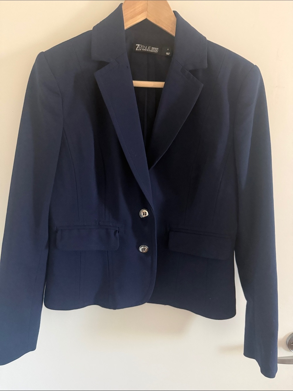 New York & Company Women's Navy Tailored Two-Button Blazer